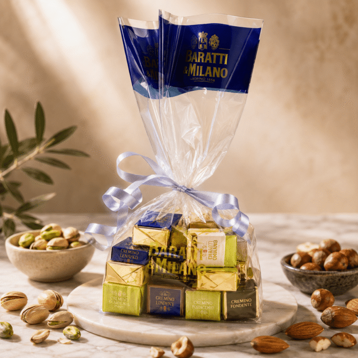 Baratti & Milano Cremino mix Chocolates 200g Baratti & Milano cremino mix chocolates 200g featuring traditional Italian layered chocolates with hazelnut and pistachio flavours