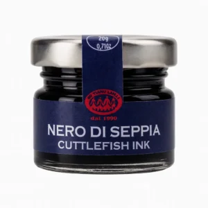Bottle of premium cuttlefish ink (Nero di Seppia) for pasta and seafood recipes
