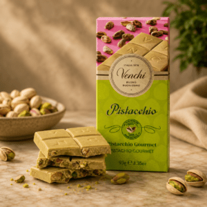 venchi Crunchy pistachio chocolate bar with white chocolate and whole roasted pistachios