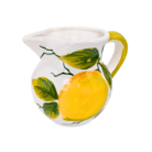 Elegant Italian ceramic jug featuring a vibrant hand-painted lemon design. Handmade by artisans in Perugia, Italy,