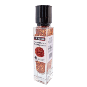 Italian crushed red chili pepper grinder with reusable glass bottle and grinder cap