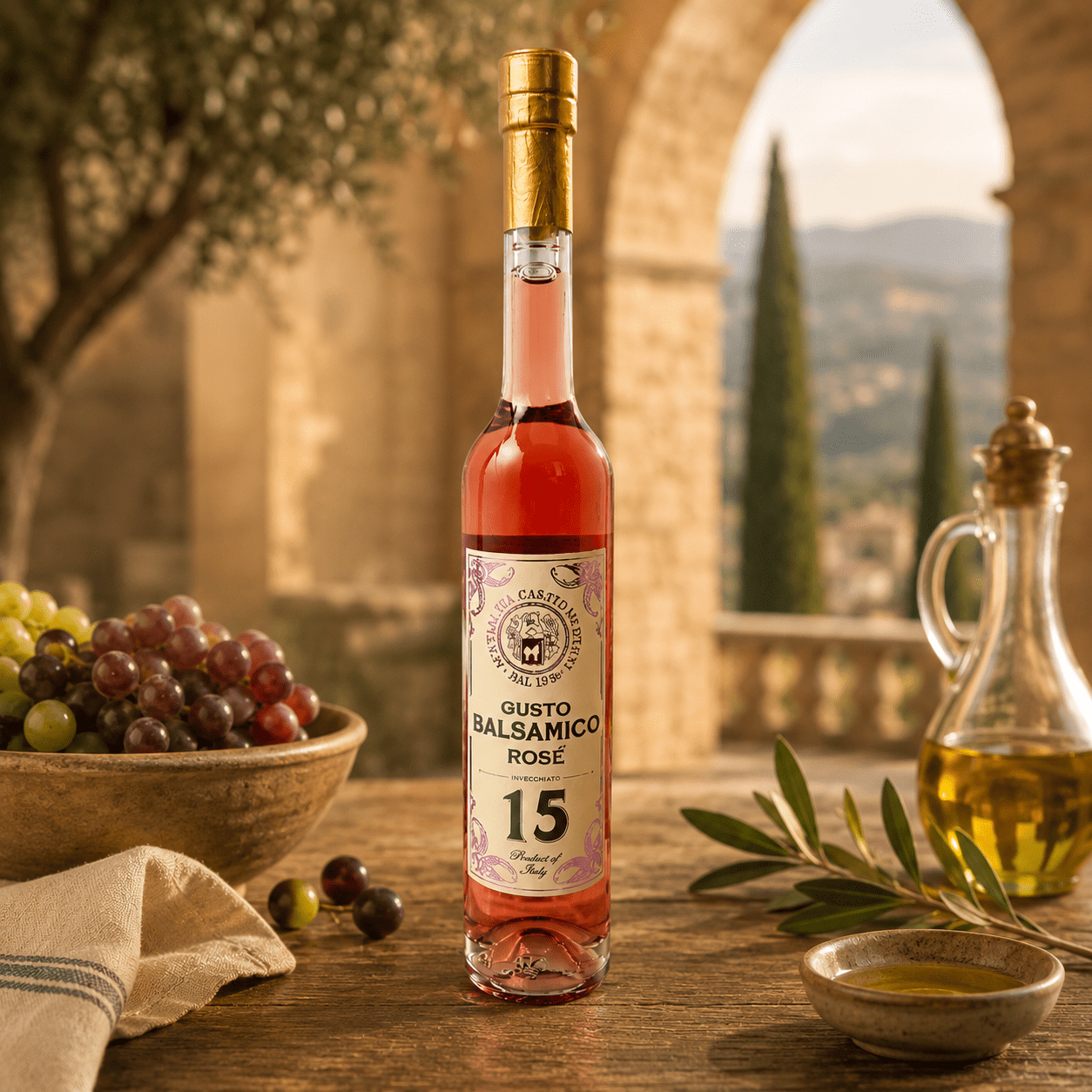 rose-balsamic-vinegar-100ml-made-in-italy Premium Rosé balsamic vinegar 100ml aged in barriques and crafted in Italy with fruity red grape notes